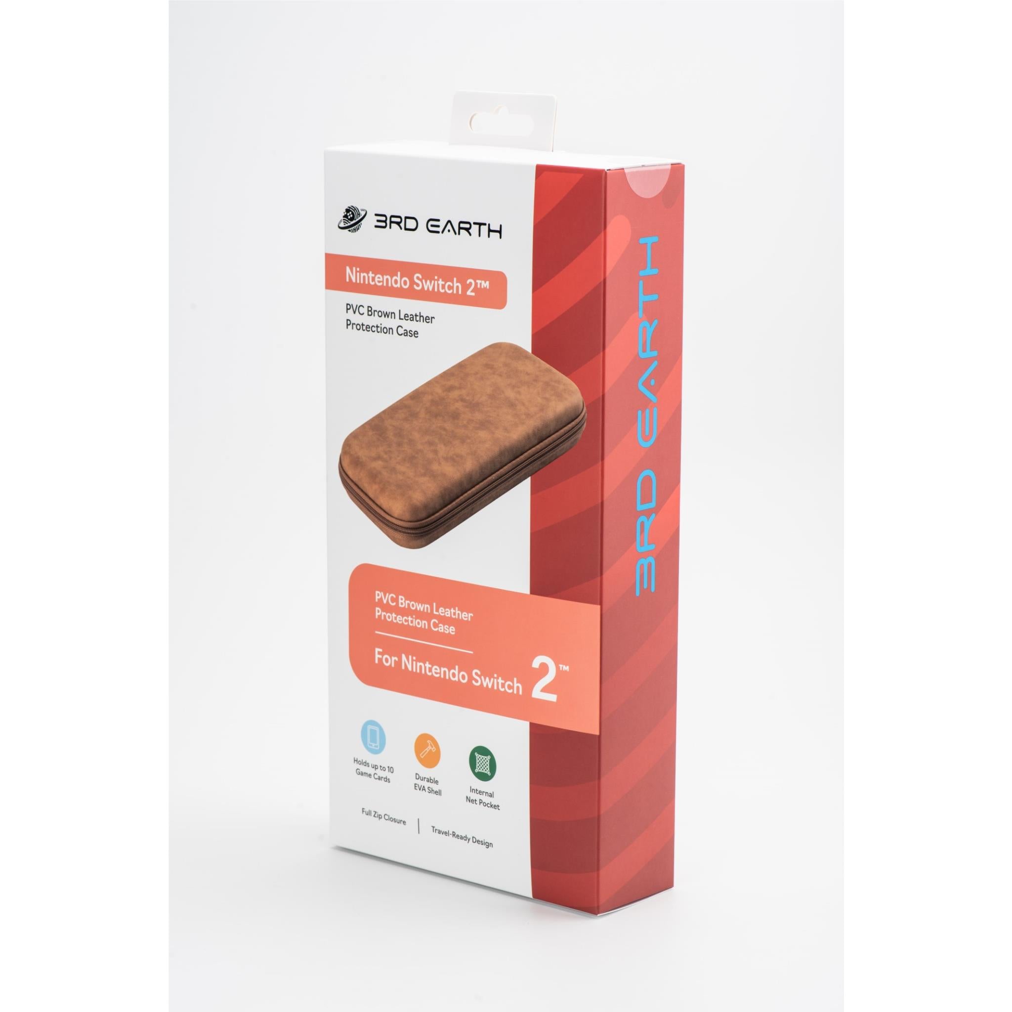 3rd Earth PVC Brown Leather Protection Case for Nintendo Switch 2™
